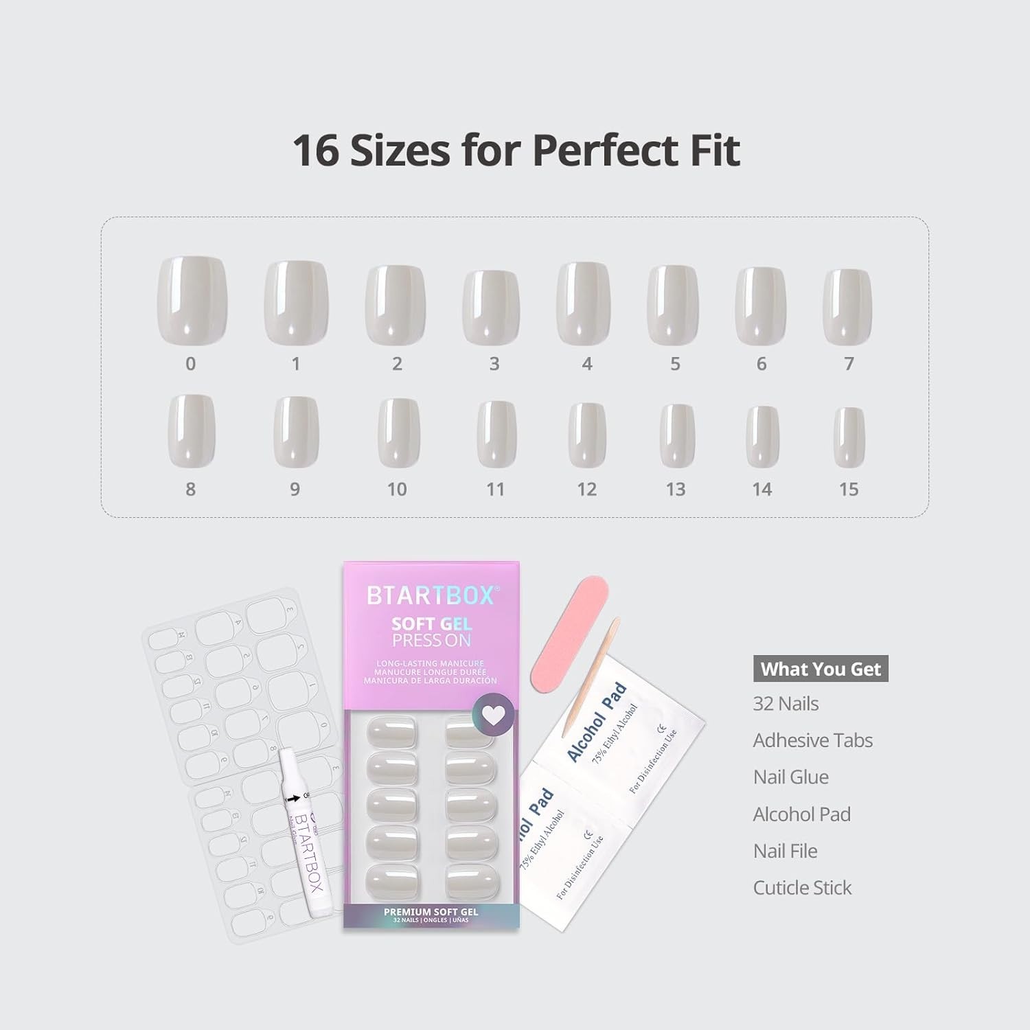 30-Piece Short Press On Nails – Soft Gel, Glossy Chrome Finish, Vanilla Glazed