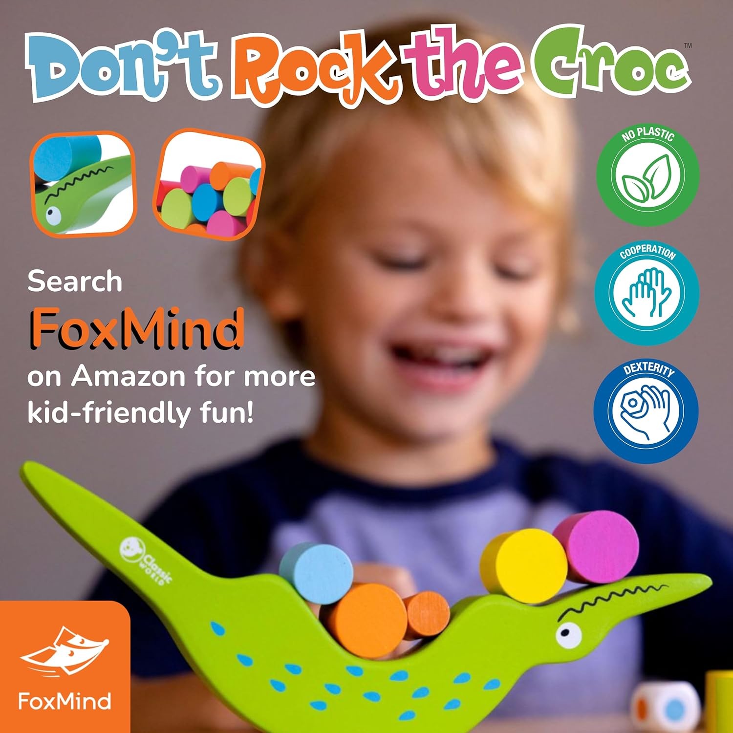 FoxMind Games Don’t Rock The Croc, Toddler Boy Girl Games, Kids One Size