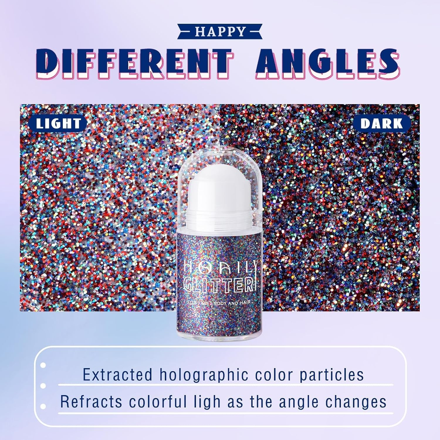 Patriotic Roll-On Body Glitter Gel – Red, White & Blue for Festive Makeup