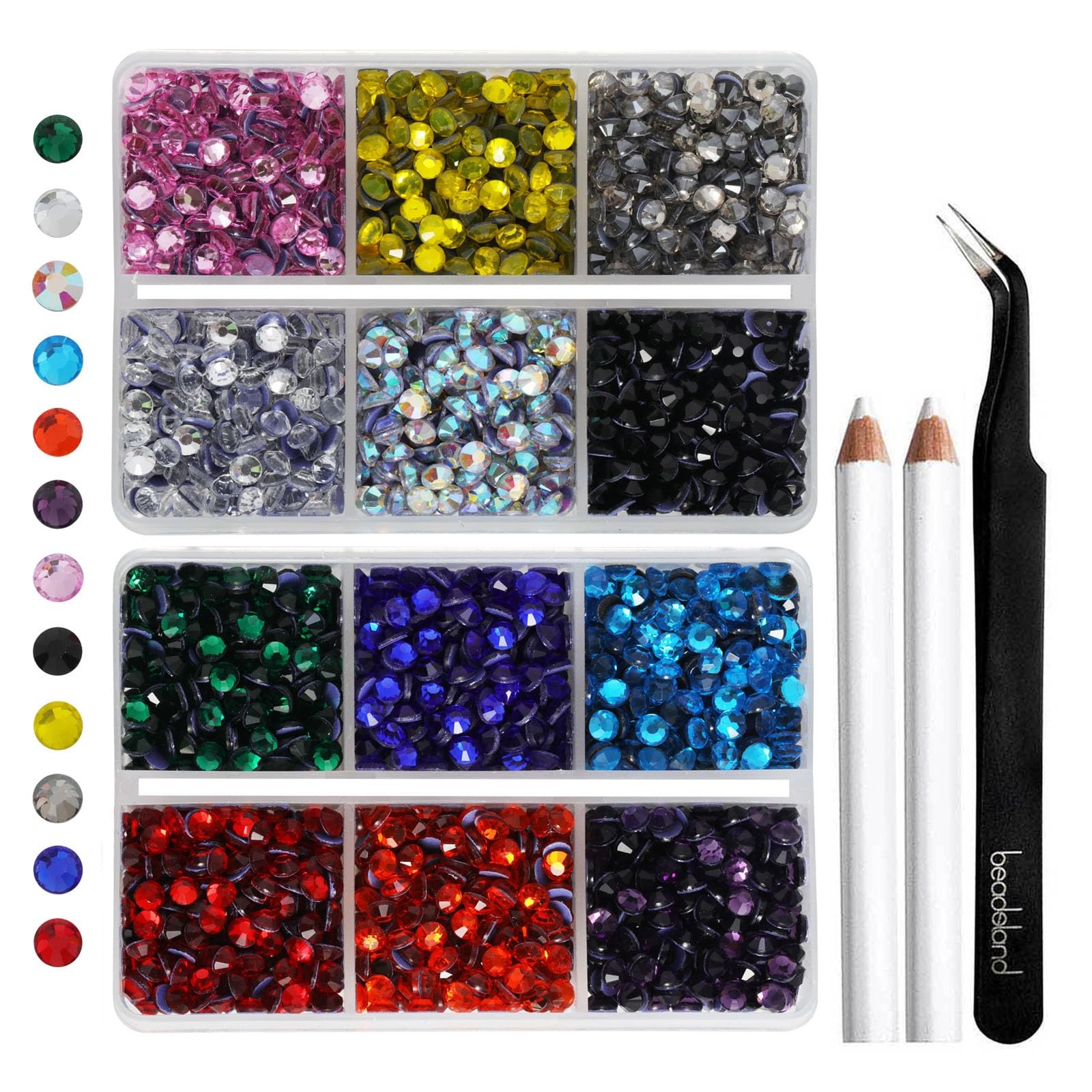 5400Pcs Multicolor Rhinestones 12 Mixed Color Hotfix Rhinestones Flatback Gemsto