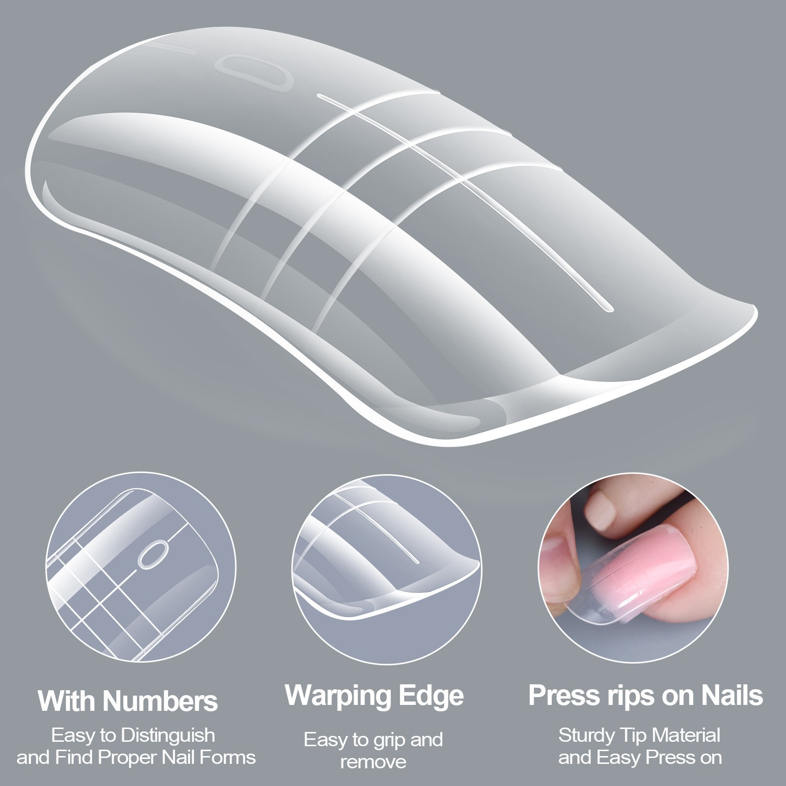 160pcs Clear Nail Forms for Finger & Toe Nails Extension Nail art tools 16 Sizes