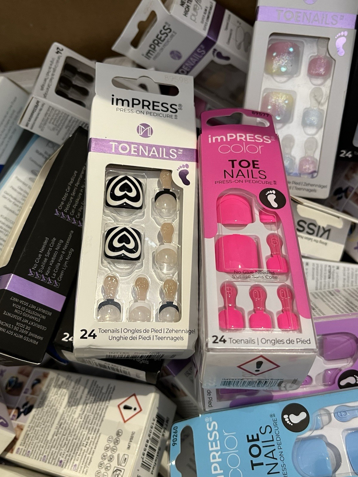 3 Random Packs of Impress Press-On Pedicure Toenails 24 Toe Nails Per Pack