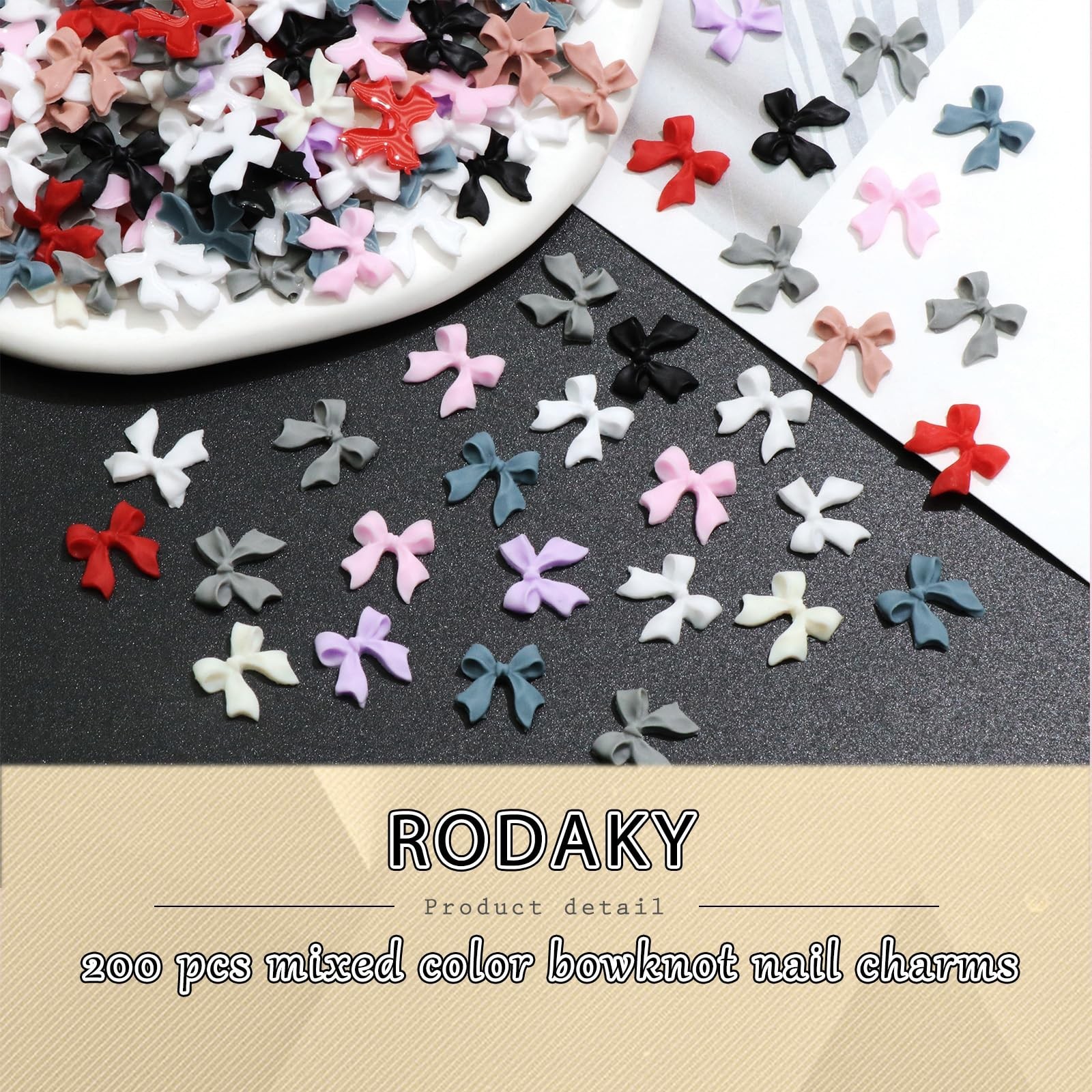 200PCS 3D Bow Nail Charms Colorful Resin Flatback Bowknots for Nail Art NEW