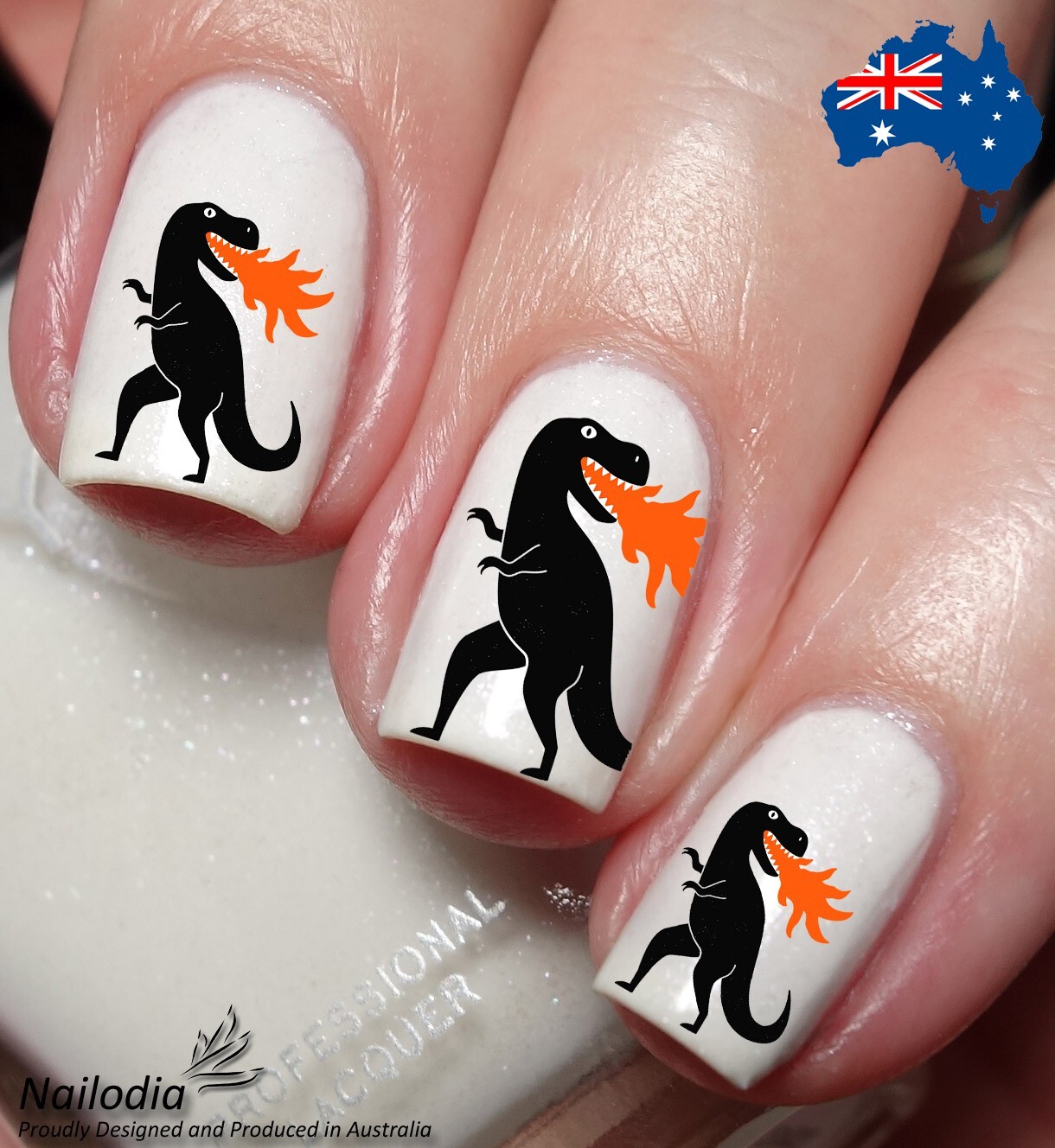 Cute Crazy Dino Dinosaur T-Rex Nail Art Decal Sticker – Jurassic Theme