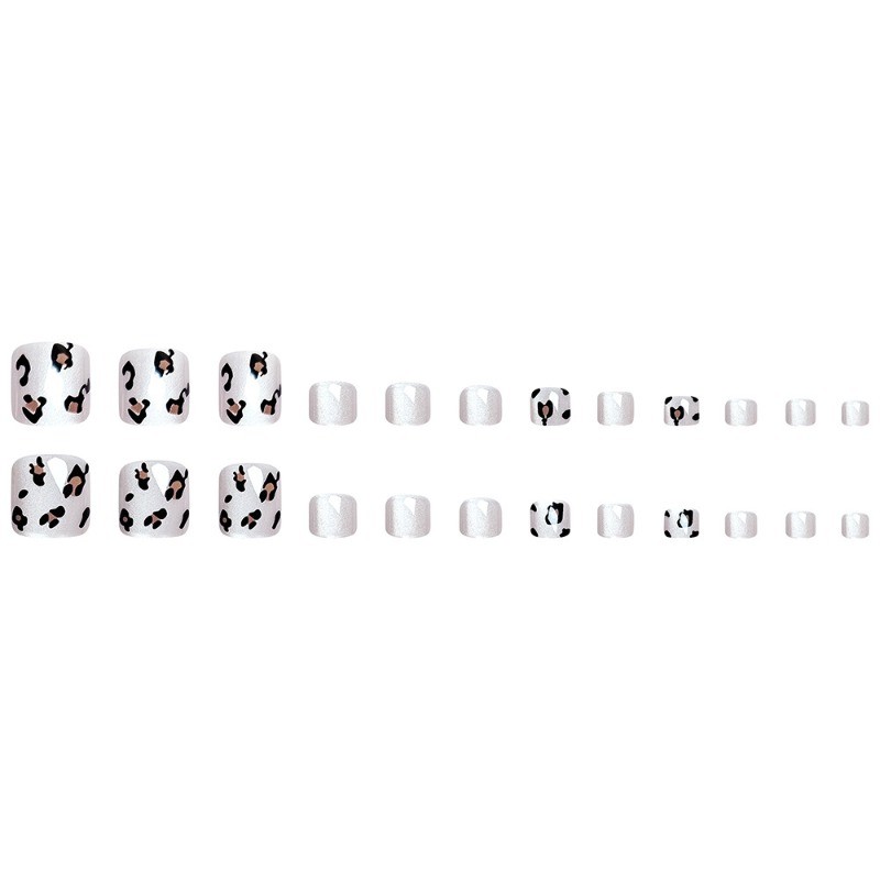 48pcs-Classic Leopard Press on Toenails, Short Square for Summer & Casual Wear