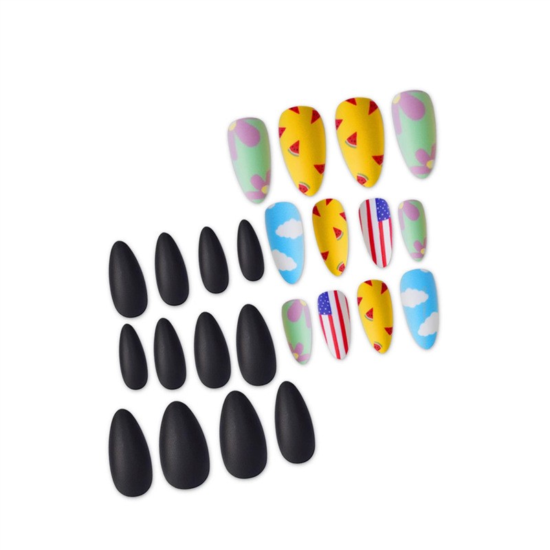 Independence Day Flag Cloud Almond Press On Nails Wholesale