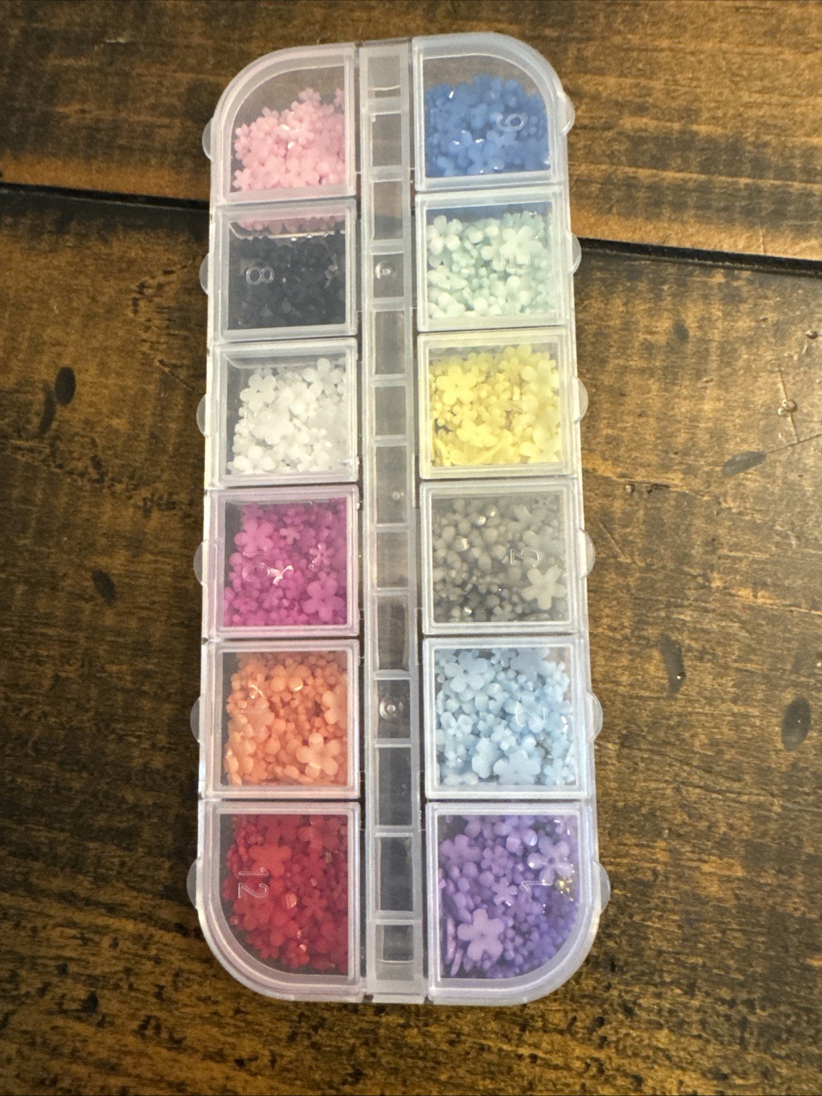 3D Mix Assorted Color Nail Charms, Acrylic Multi Blue Purple White Pink Flower