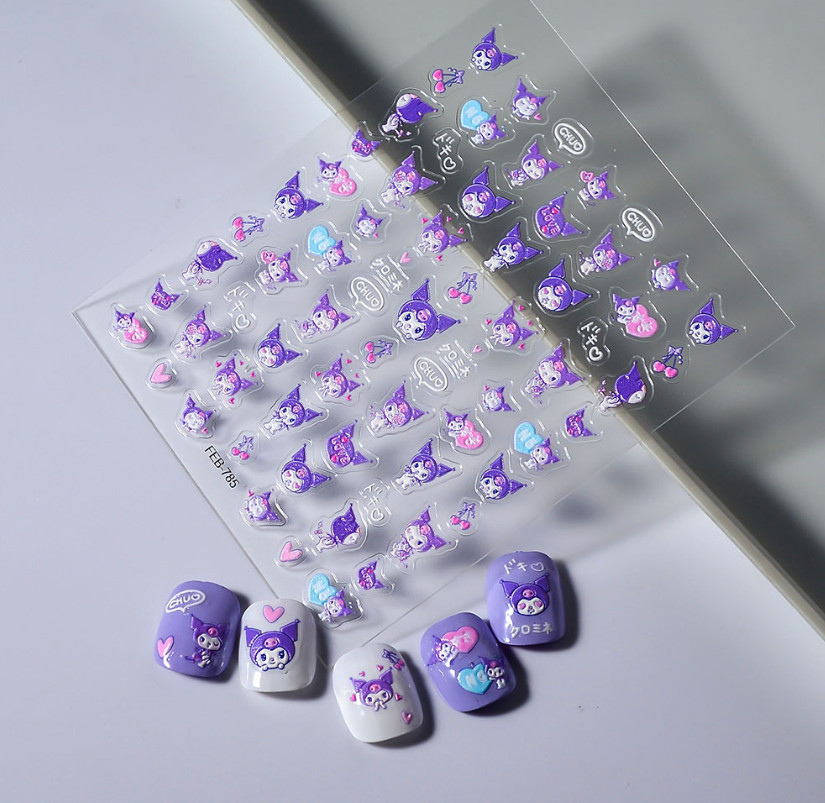 NAIL ART Character 5D Nail Sanrio KUROMI Nail Stickers Decoration FEB785 NS54