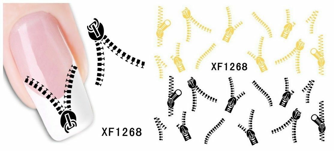 Nail Art Water Transfer Sticker Decal Stickers Pretty Lock Black Gold XF1268