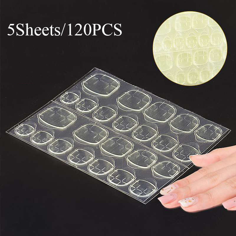 120pcs Double-Sided Nail Glue Tape Sticker Adhesive Nail Tabs Press Nails DIY