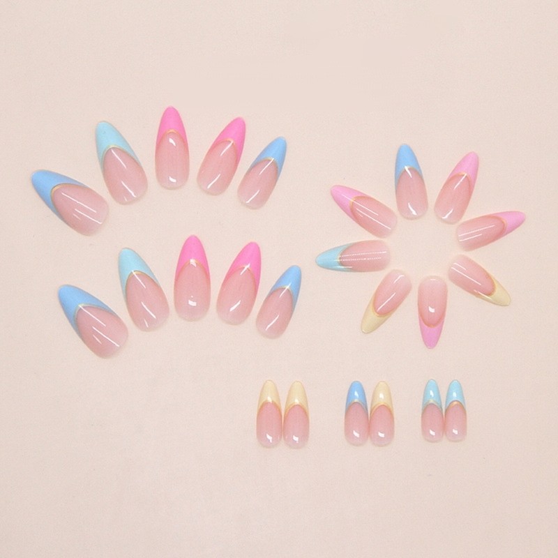 24 Colorful Artificial Nail Plastic Manicure Set For Parties Event Daily Styles