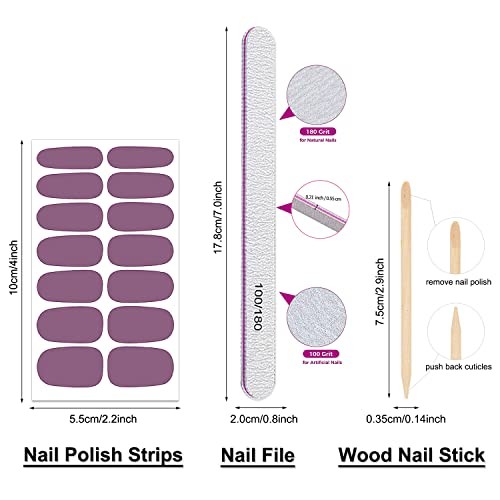 16 Sheets Nail Wraps for Women Nail Polish Strips Solid Color Self Purple