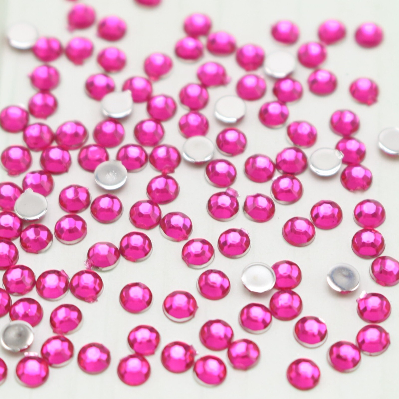 2000 Hot Pink Acrylic Faceted Round Flatbacks Rhinestone Gems 3mm 12ss Nail Art