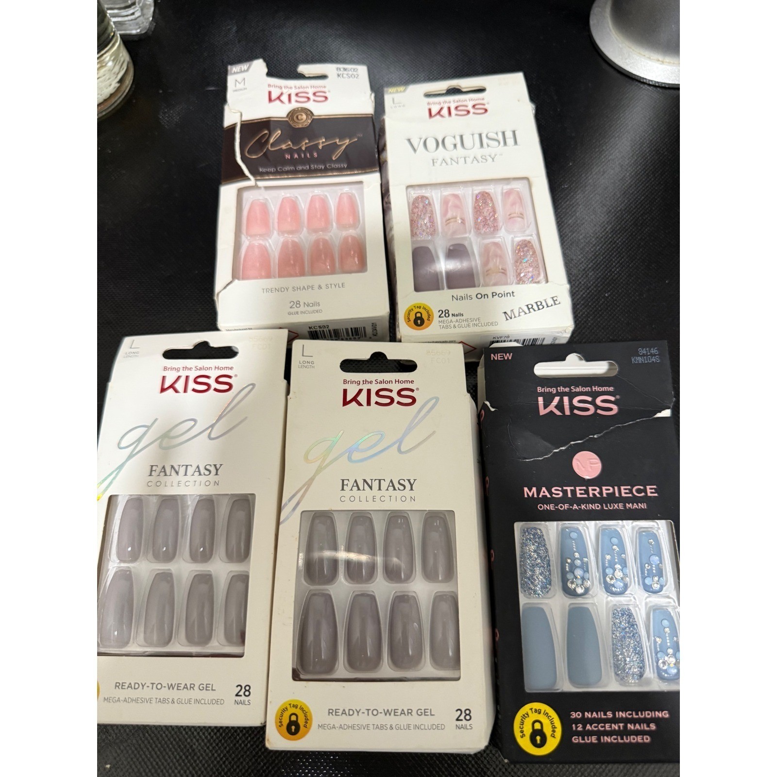 KISS Classy, Vogish, Gel Fantasy, Masterpiece Press On Nails – 5 Pack