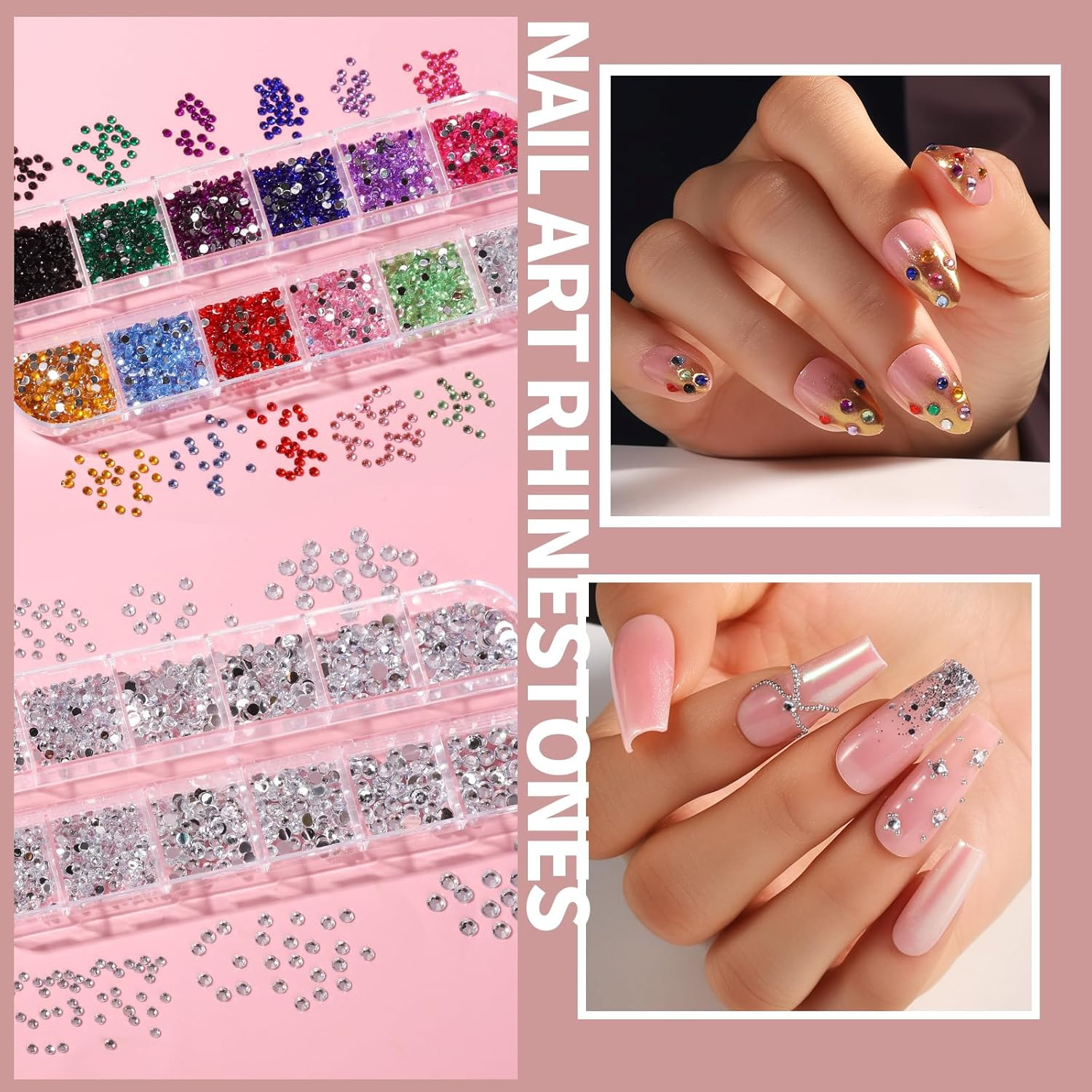 Nail Art Kit Beginners Chrome Powder Charms Stickers Brushes Dotting Rhinestones