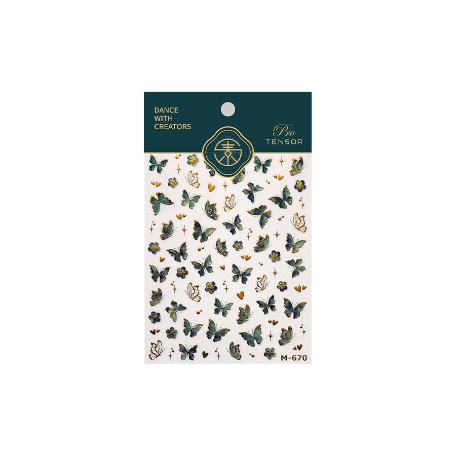 5D Embossed Nail Stickers for Nail Art, 2 Sheets Butterfly Flower Nail Decals