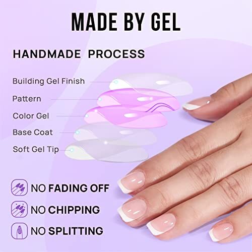 French Tip Press on Nails – Gel Press on Nails Short, No A1- Classic White