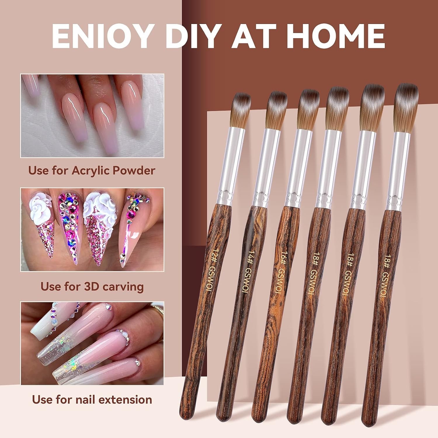 Kolinsky Acrylic Nail Brush #20 Wooden Handle