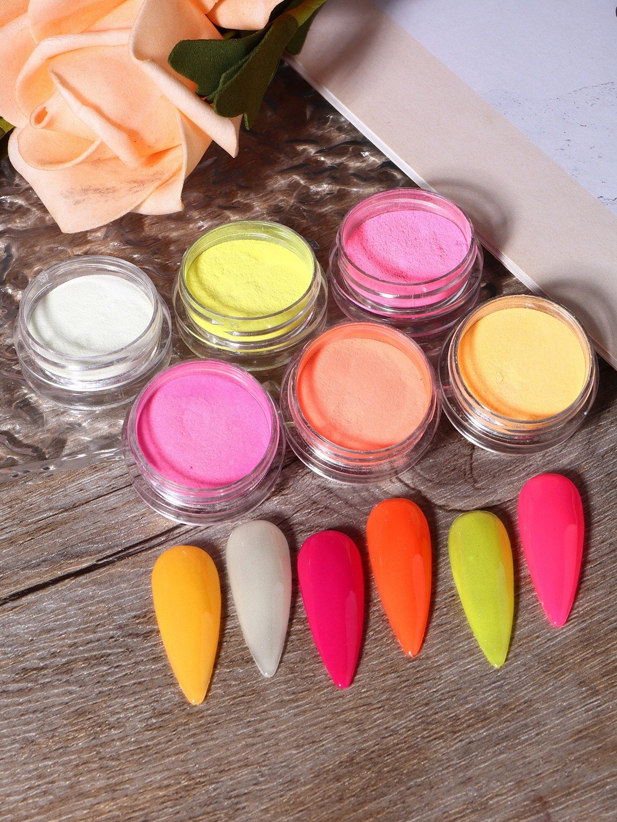6 Bottles Glow In The Dark Nail Powder Fluorescence Nail Art Pigment Dust