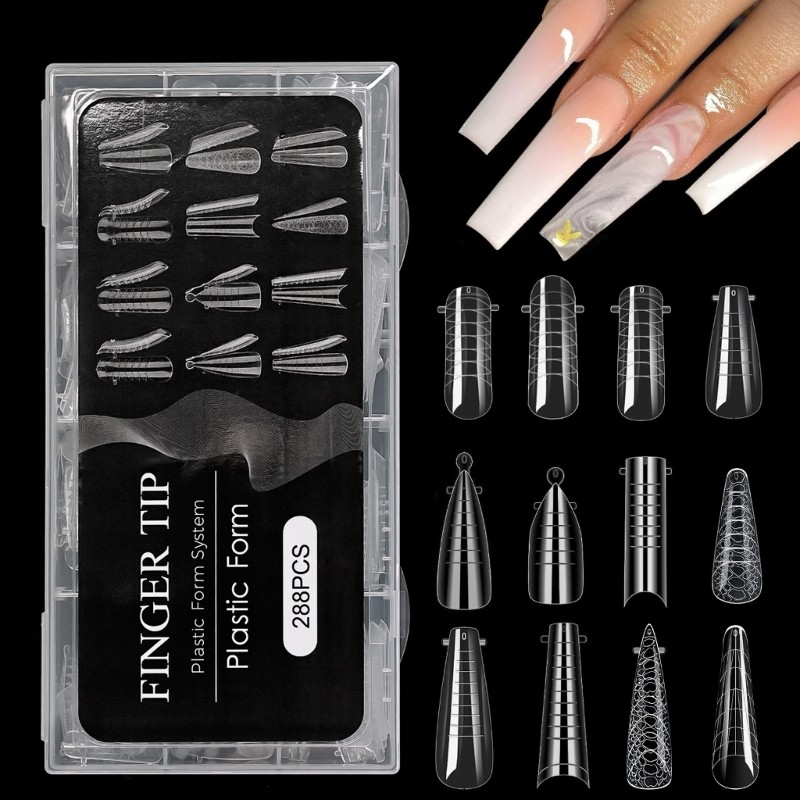 Duals Nail Forms Set Clear Gels Nail Extension Mold Full Cover Fake Nail Tips