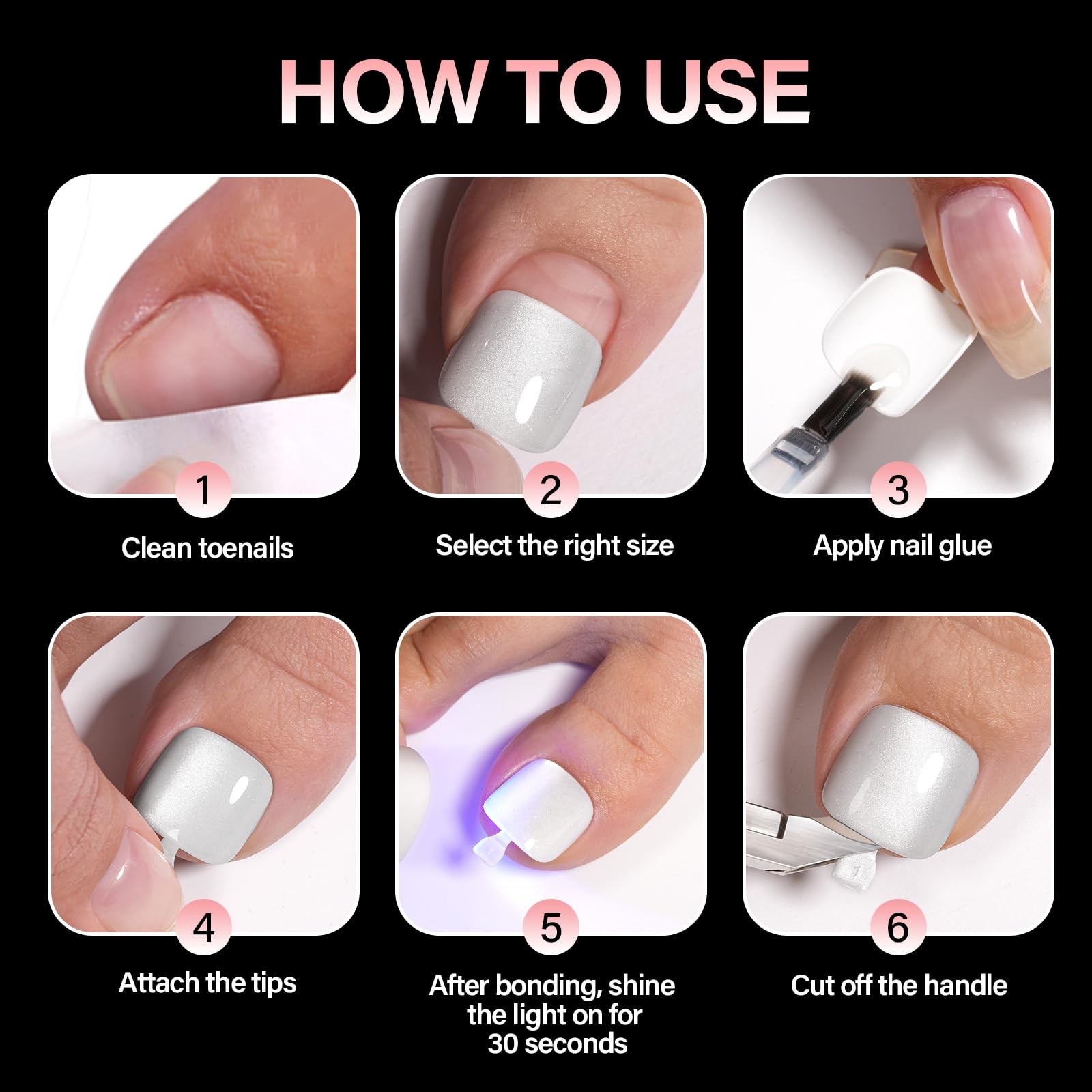 Cat Eye Press On Toenails for Women & Girls, 120Pcs 15 Sizes 4 Colors Short S…