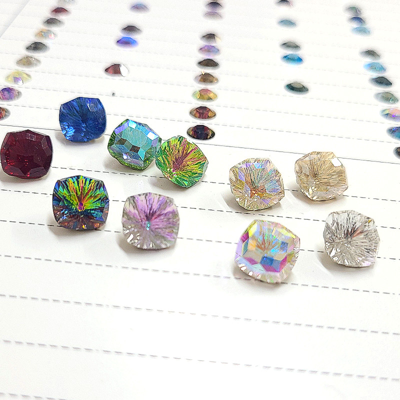 J.HOO Crystal 8460 Square V-Cut Fancy Rhinestones 10mm Nail Art (4pcs)