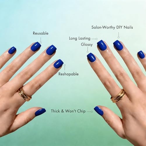 Navy Blue Royal Blue Soft Gel Press on Nails – 30 Pcs – 15 Sizes – 15 Sizes