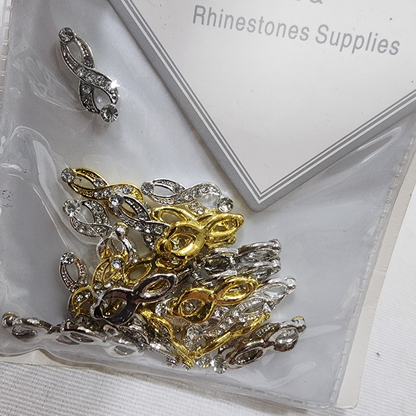 TEEKME 30 PCS Gold Silver 3D Rhinestone Jewels Charms for Nail Art Decoration