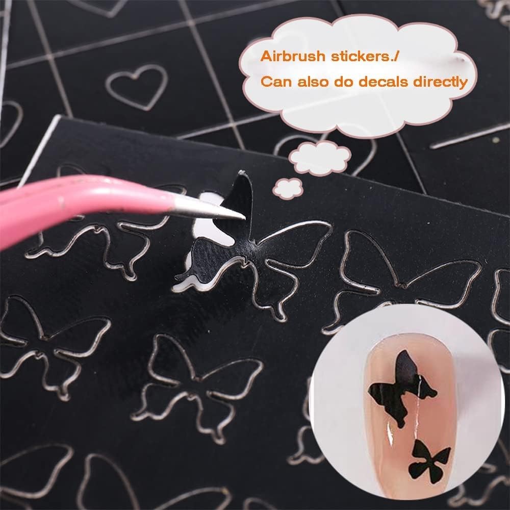 24 Sheets Nail Art Stencils Airbrush Templates Hollow Design French Manicure