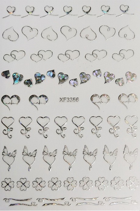 12 Sheets Nail Art 3D Decal Stickers heart with cardiogram bow clover XF335 NH21