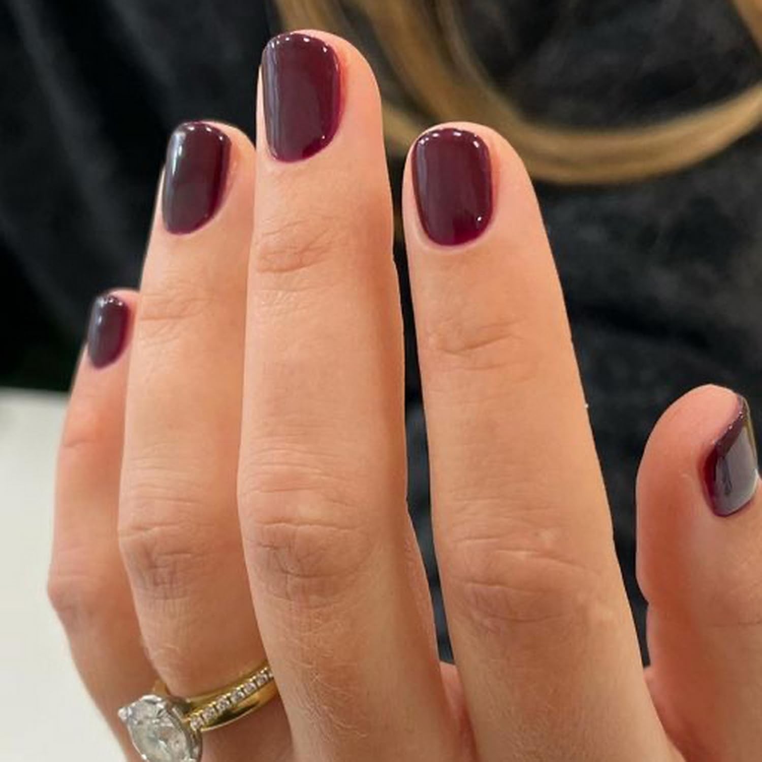 Extra Short Press on Nails Square Wine Red Fake Nails Petite Solid Color Acryli