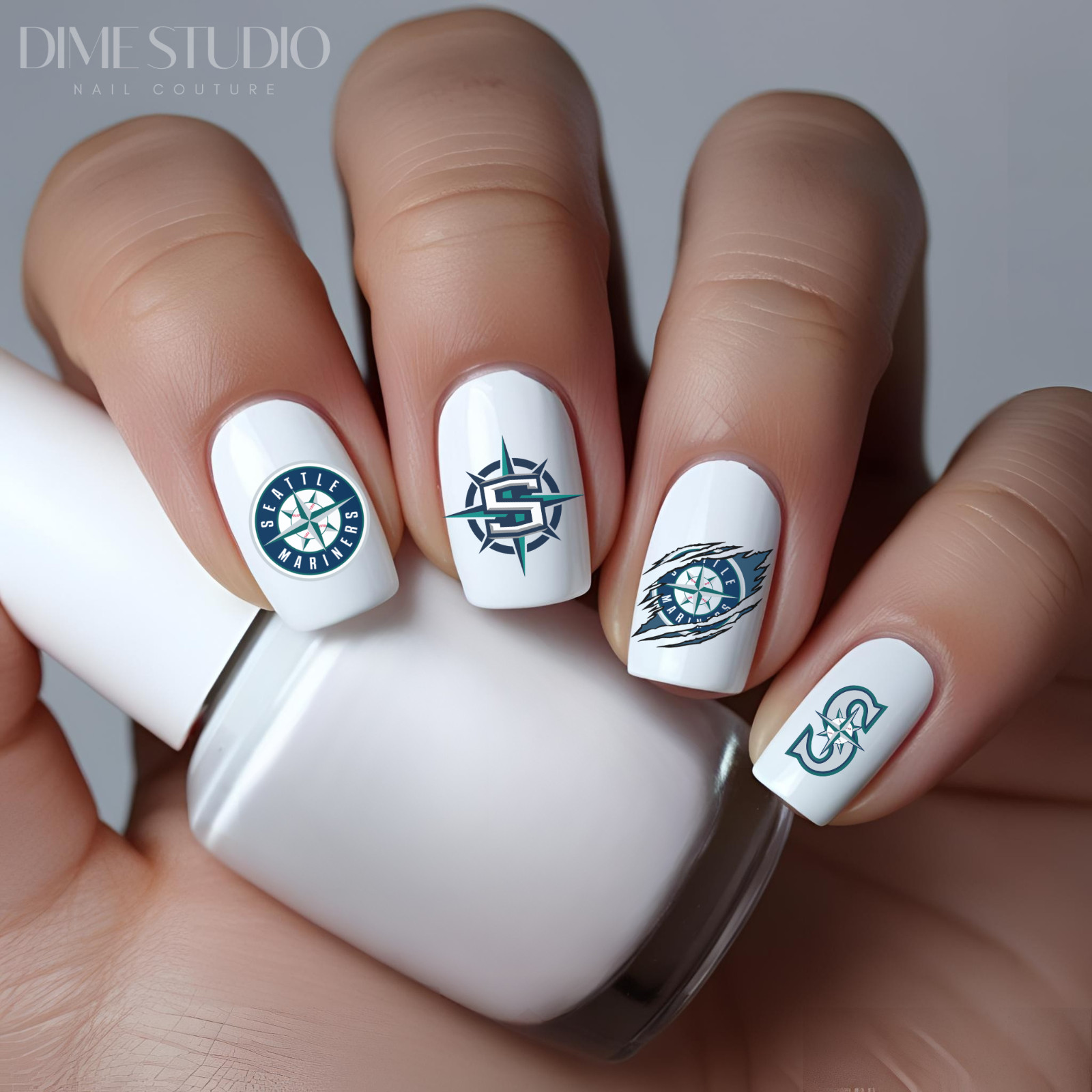 Seattle Mariners Baseball Nail Decals Water Transfer Clear Overlay
