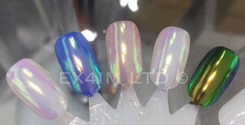 AURORA Nail Powder AB UNICORN RAINBOW 5 Colours CHROME Mirror Effect Mermaid UK
