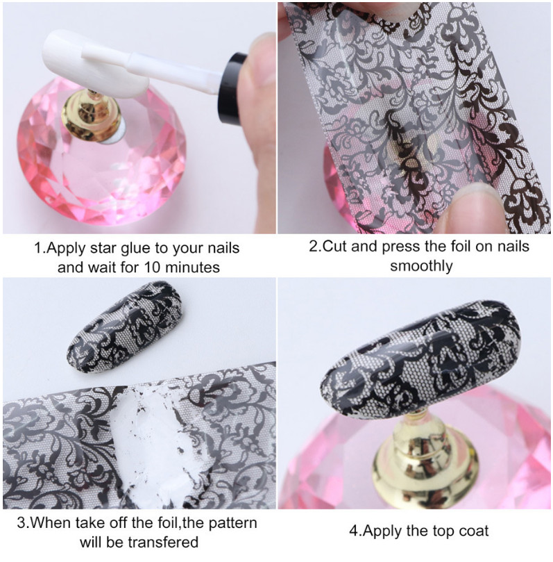 10Rolls Foil Stickers Abstract Face Line Leaf Nail Art Transfer Paper Wrap Decor