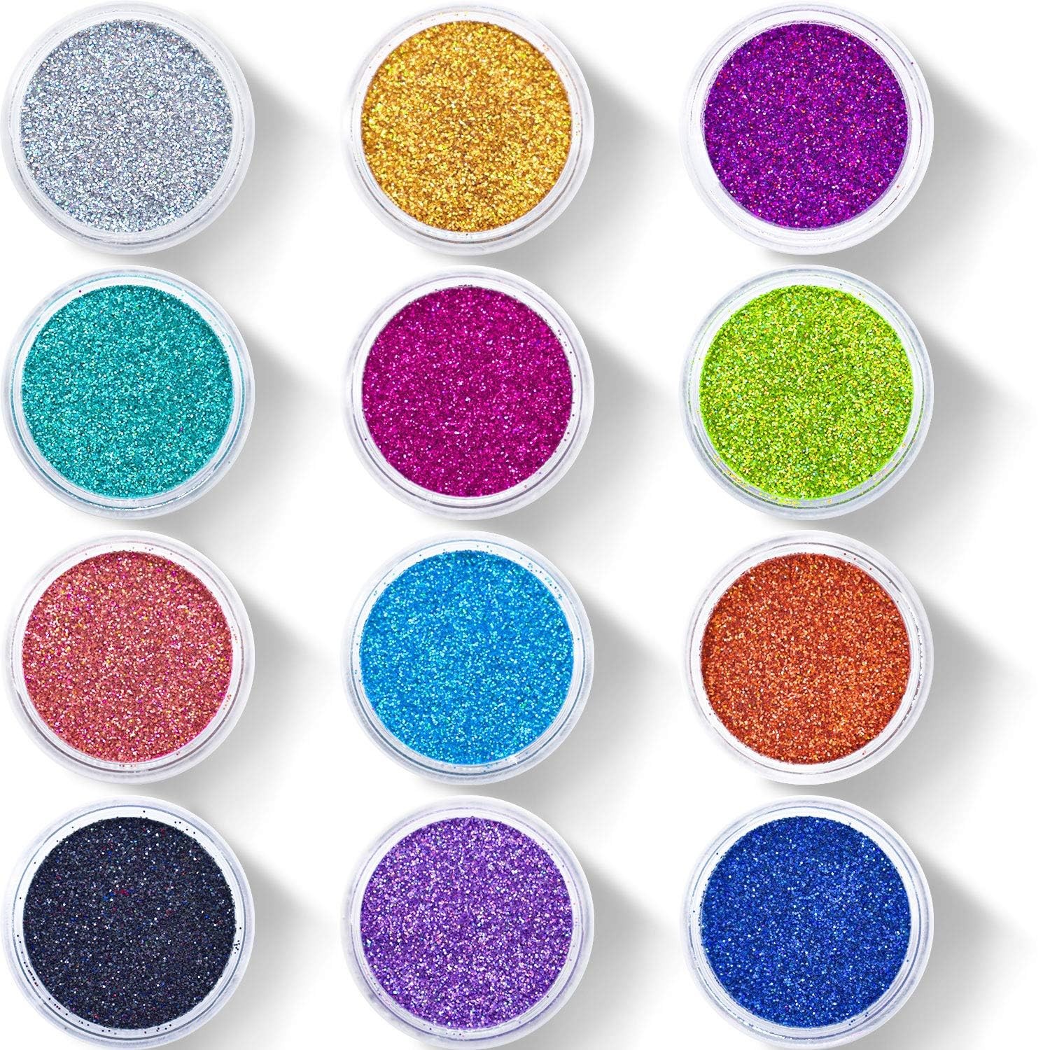 Pack of 12 Glitter Sparkle Powder/Dust (Any Colours) for Arts & Christmas Decor