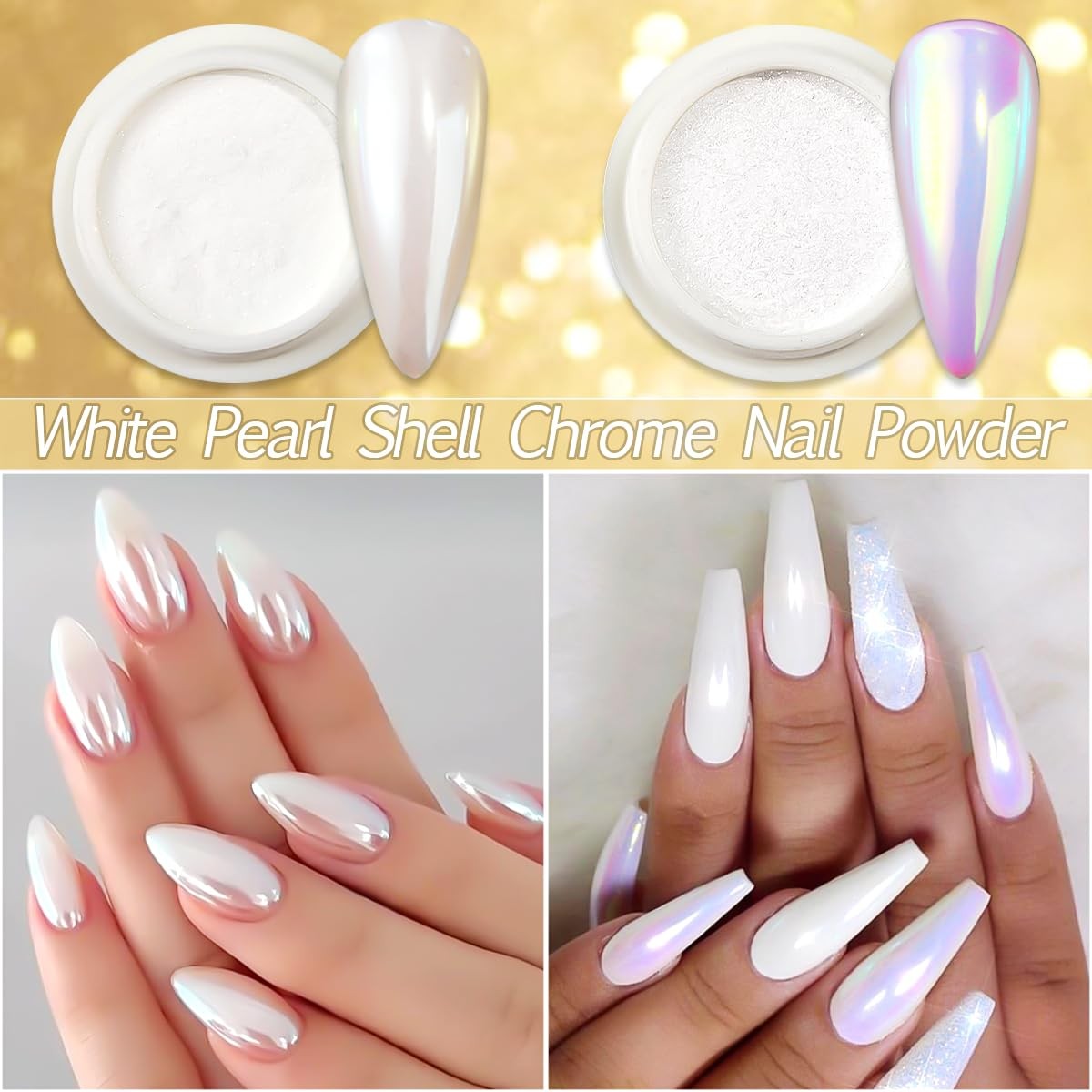 6 Colors Chrome Nail Powder,Gold Silver Super Metallic Effect multicolour