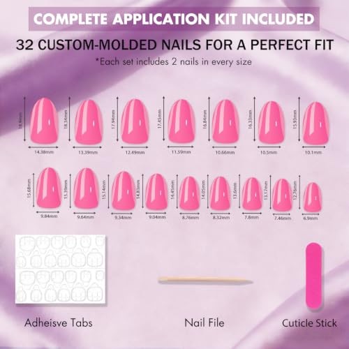 Pastel Soft Blue Press on Nails – Oval – 32 Pcs – 16 Sizes – Gel Fake
