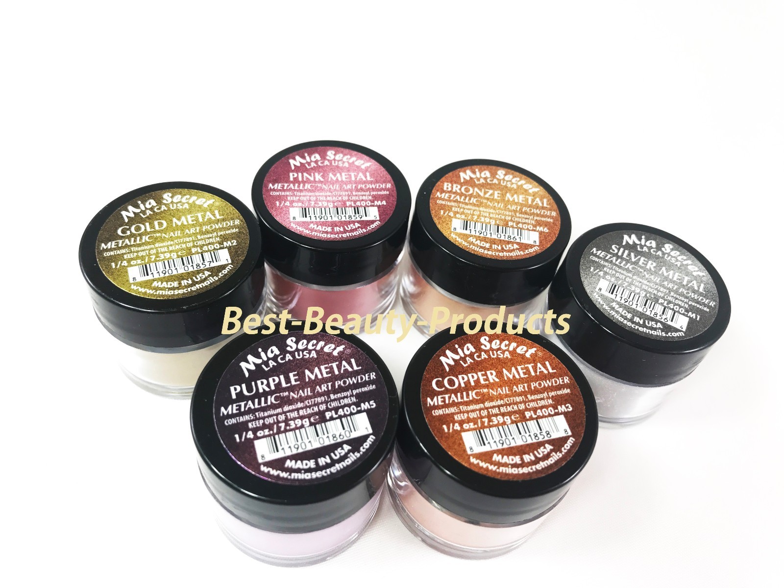 Mia Secret Nail Art Acrylic Professional Powder 6 Colors Set – METALLIC