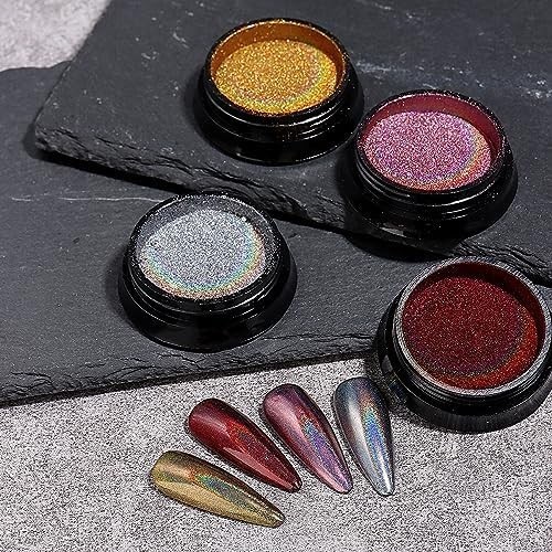 Set de Polvo Cromado para Uñas 16 Colores Efecto Metalizado y Holográfico