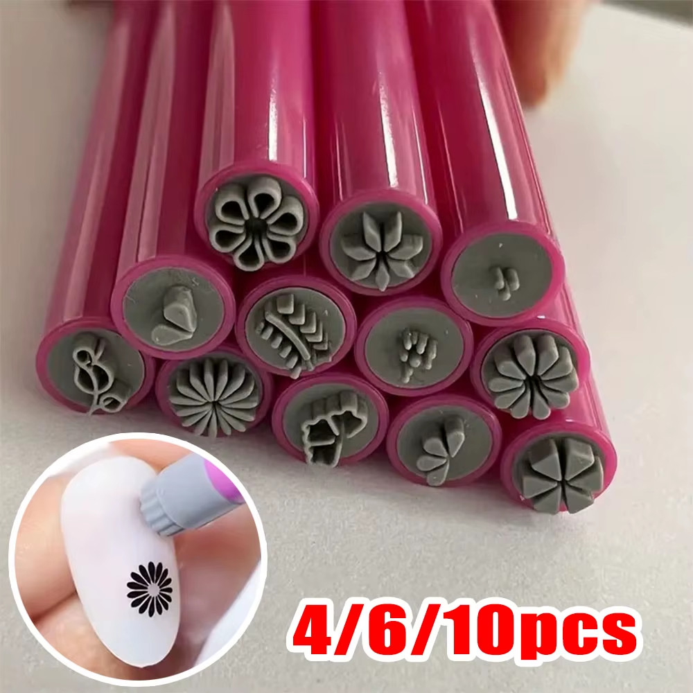 DIY Nail Art Stamp Pen 4 6 10Pcs Set Floral Butterfly Graffiti Dotting Draw Tool