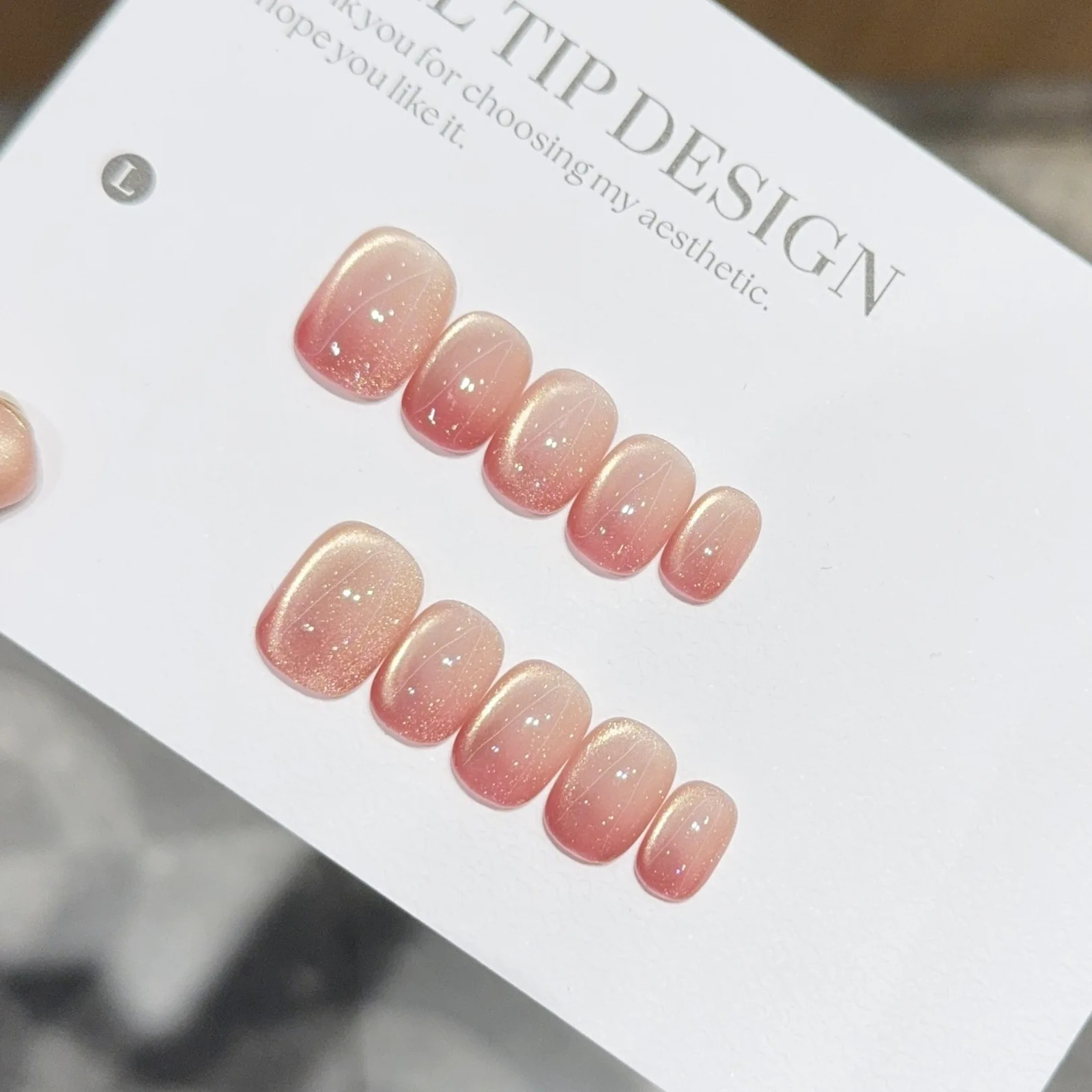 10Pcs Short Handmade Nails Cat Eyes Wearable False Nails Full Cover Nail Tips
