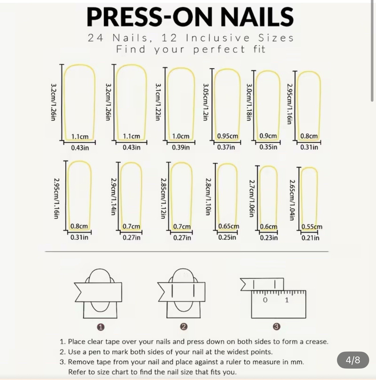 Long Press on Nails Square Fake Nails Black French Tip Acrylic False Nails