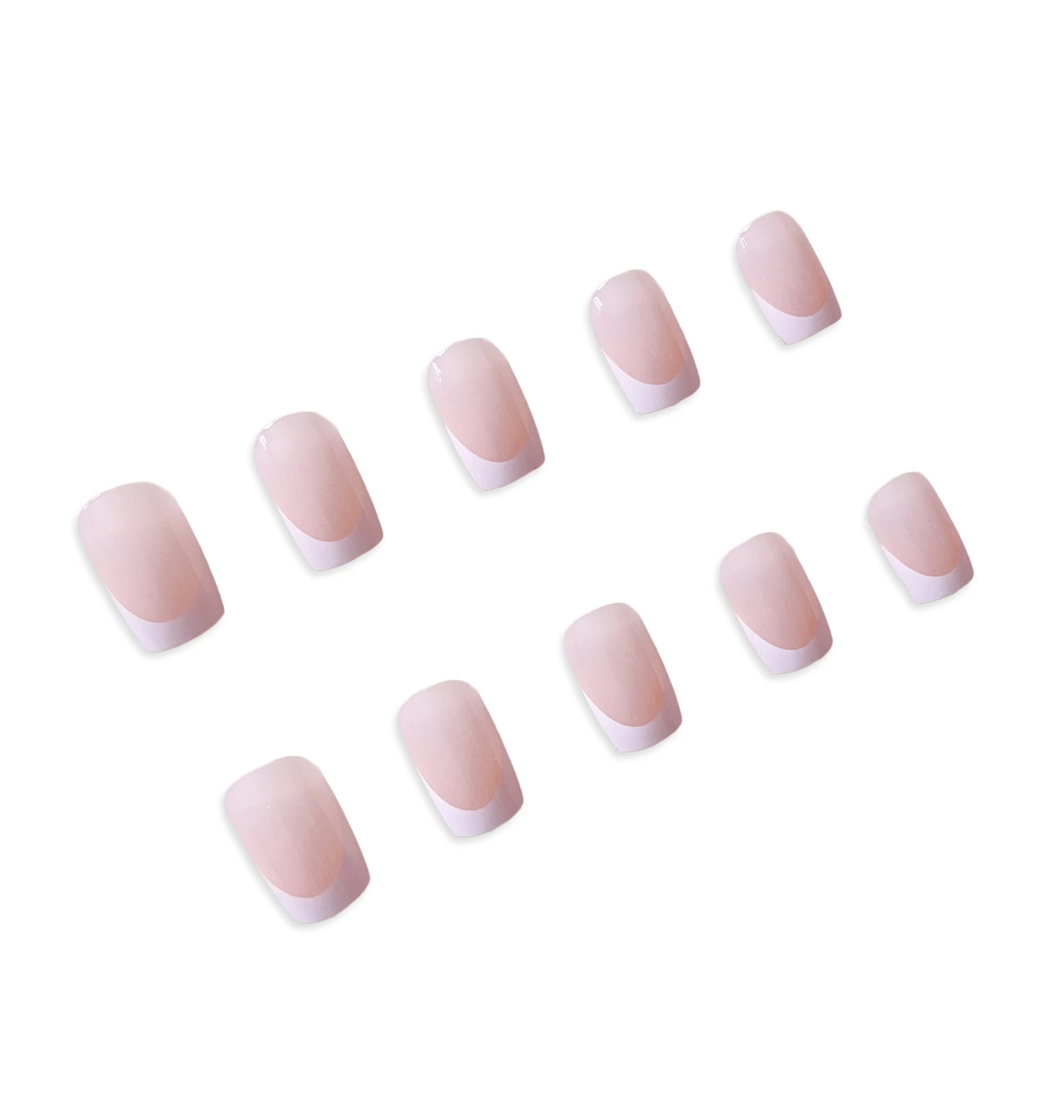 24pcs Natural Nude Pink White Coffin French Press On Nails