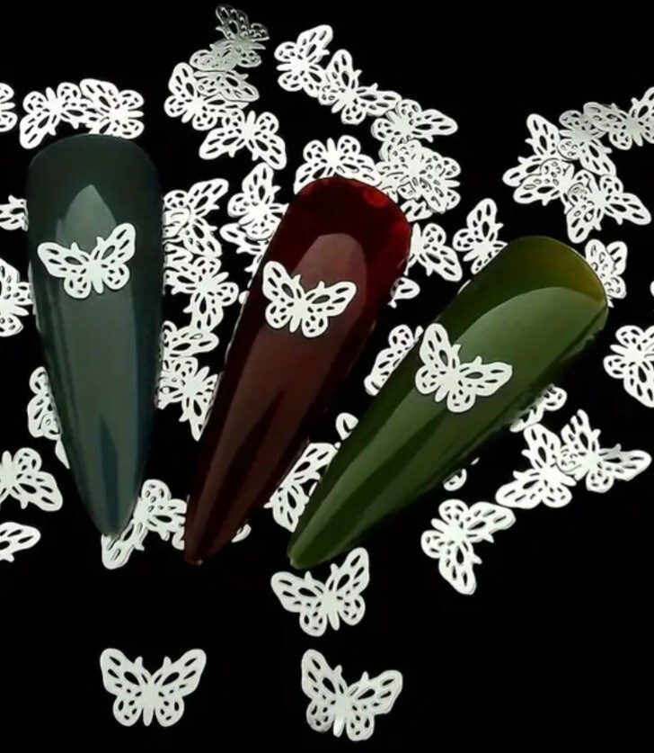 Lot 3 Styles 30 Pcs Silver Butterflies Gold Hearts Silver Hearts Nail Art Charms