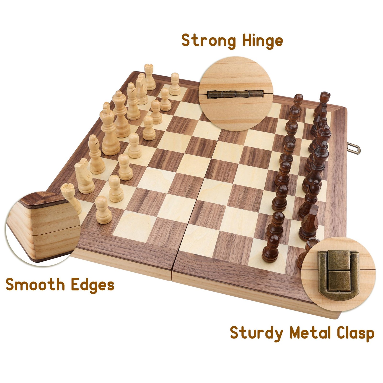 Gothink Chess Set Board Games for Adults, 15” 15 inches x 15 inches, Brown