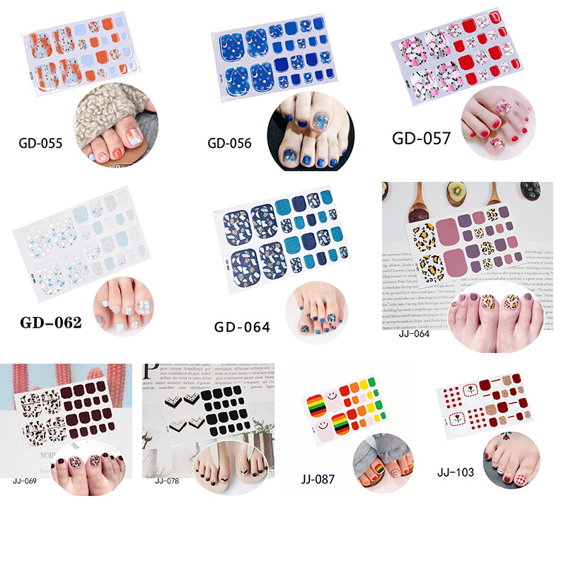 Full Size Nail Wraps Stickers Polish Toe Manicure Art Self Stick Decor 3D Decals