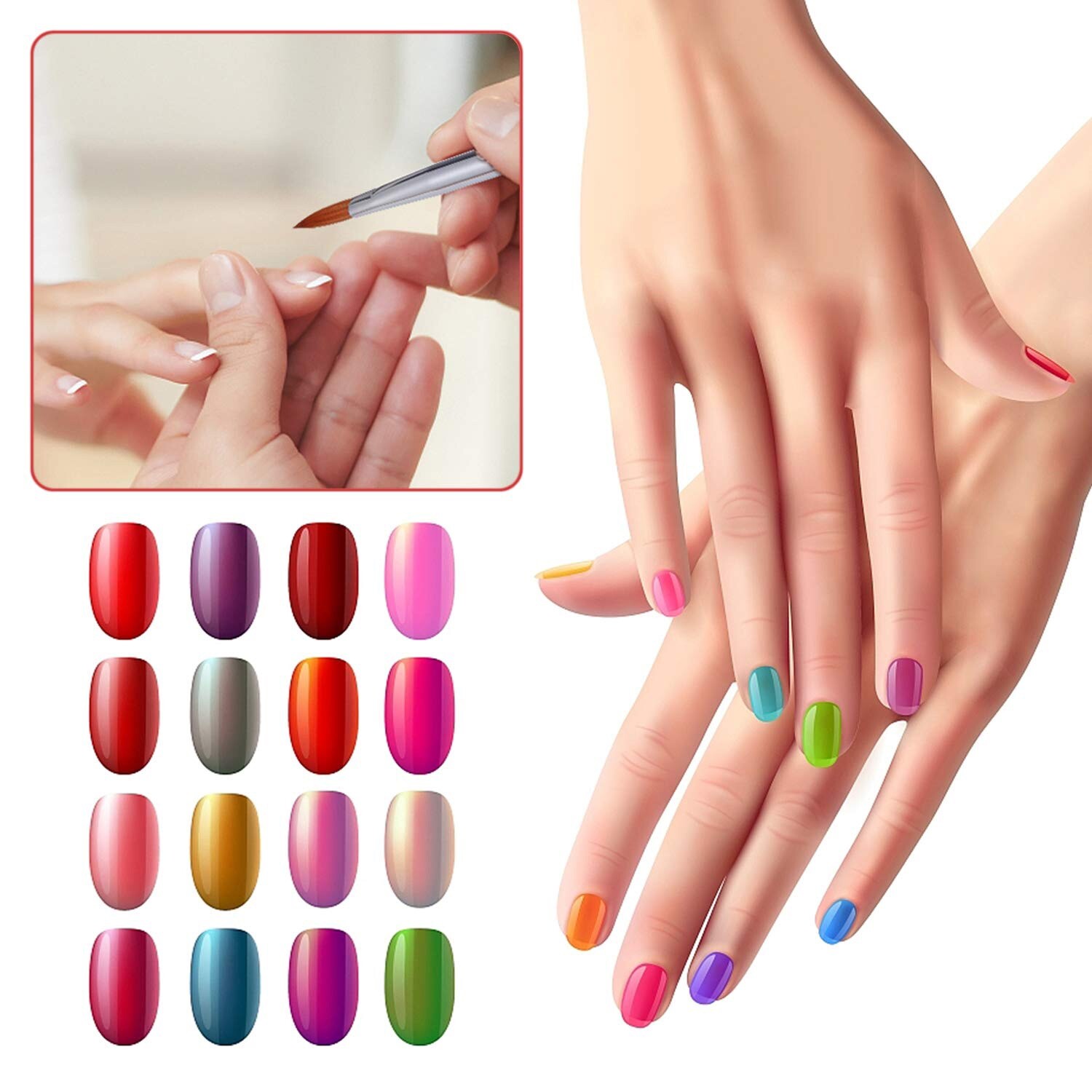 1Pc Acrylic Nail Art Brush Pink Rhinestone Handle Konlinsky Sable Hair #10