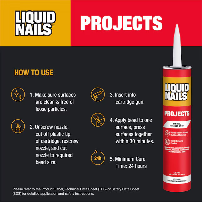 Liquid Nails Interior Projects Construction Adhesive Off-White, 10 oz