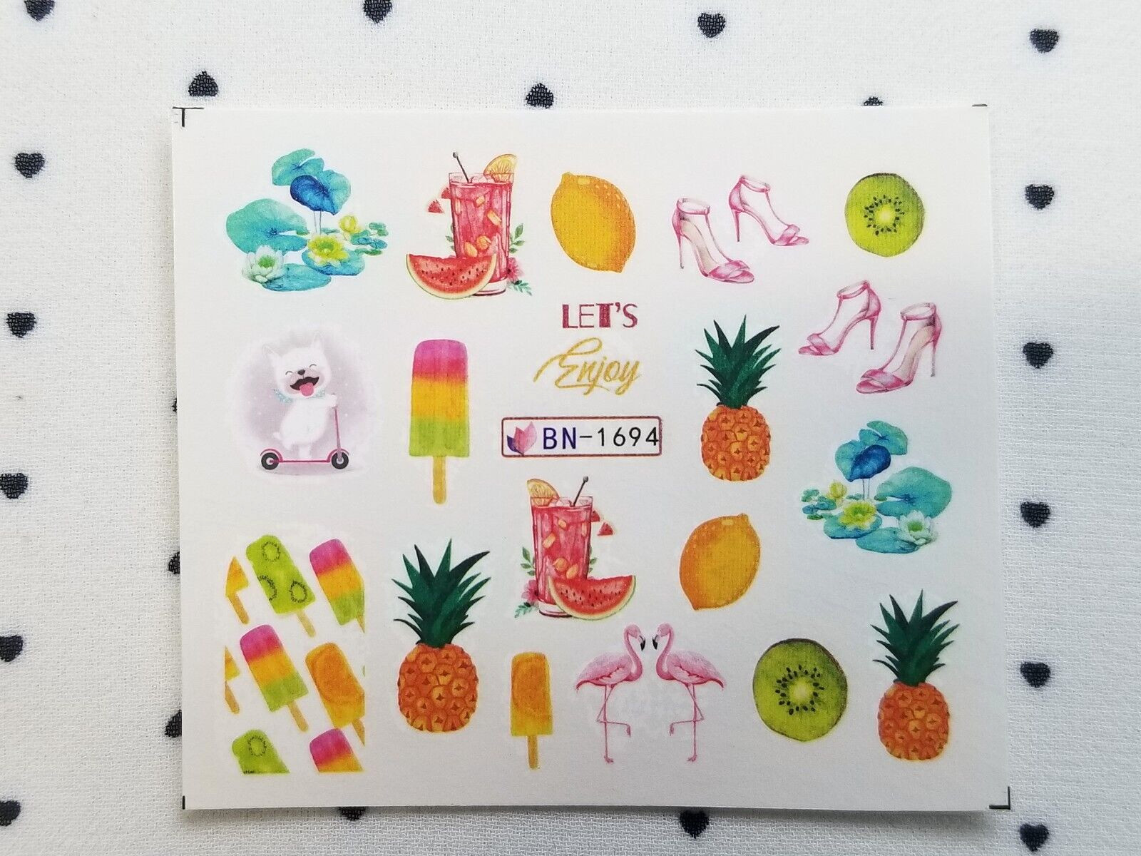 Summer Beach Plum Tree Nail Art Water Transfer Decals Sticker Small 12 Sheets