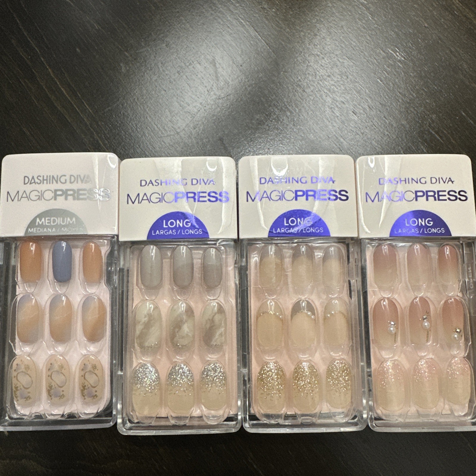 Dashing Diva Magic Press On Manicure M/L Lengths Round/oval Nails Pack Of 4